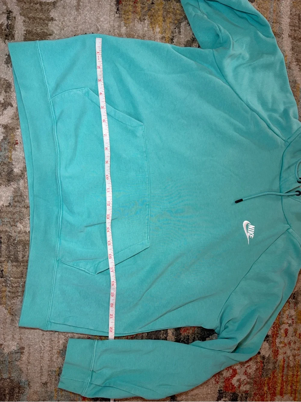 Nike Teal Green Hooded Pullover with White Swoosh